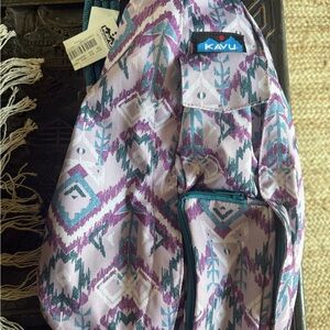 Kavu Lavender and Teal Geometric Sling Bag